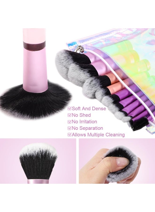 OFFCUP 10pcs Travel Fantasy Mini Brush Kit, Makeup Brushes with Cosmetic Bag for Eyeshadow, Highlight, Contour, Powder and Concealer, Soft Synthetic Bristles, Cruelty-Free, Travel Brushes - Image 3